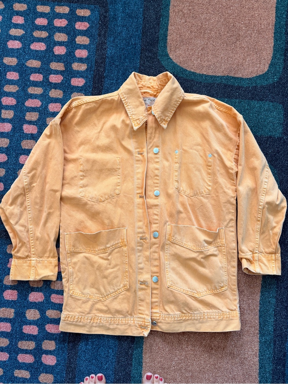 We The Free Sunwashed Orange Button-Up Jacket